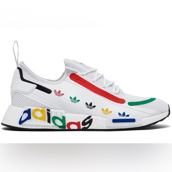 adidas NMD R1 Spectoo White Multicolor Trefoil Streetwear Tennis Shoe Size 6 - Picture 1 of 7